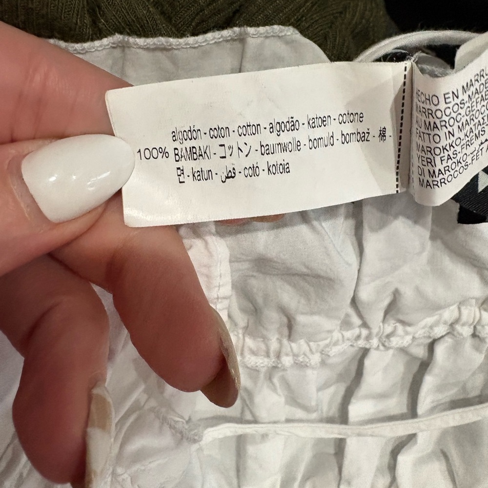 Zara White Lace-Up Ruffled Crop Top - Picture 6 of 6